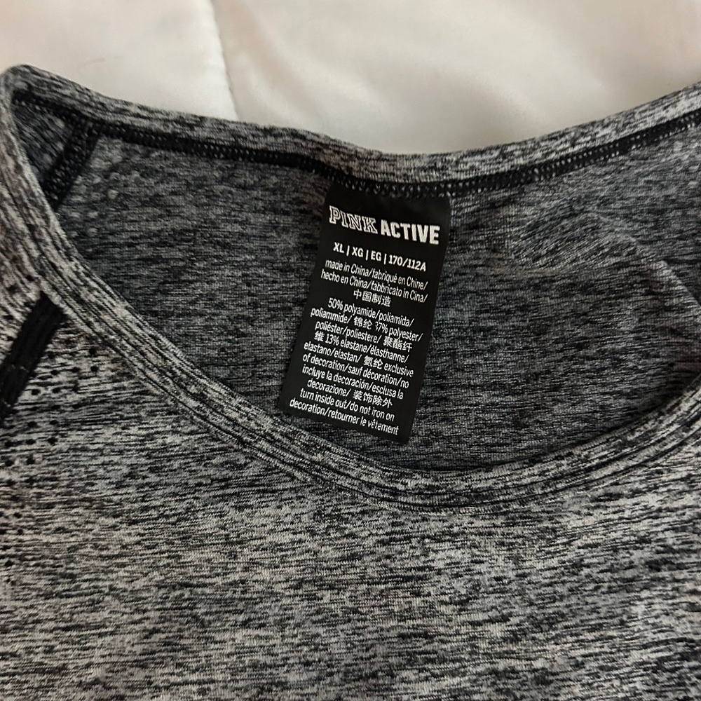victoria secret pink active grey long sleeve crop athletic long sleeve - size S